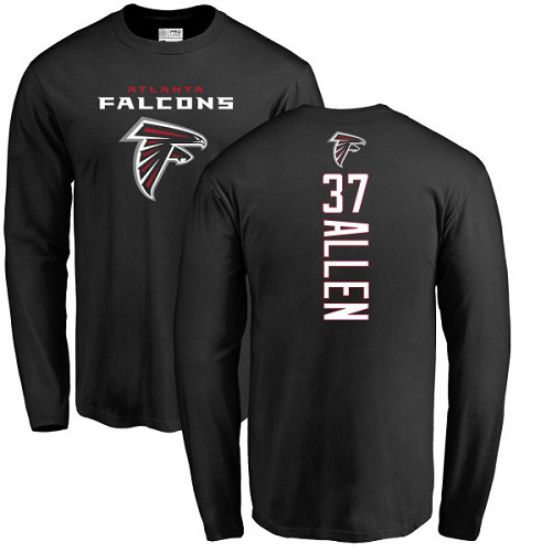 Atlanta Falcons Men Black Ricardo Allen Backer NFL Football #37 Long Sleeve T Shirt
